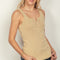 VERY J Washed Ribbed Tank with Placket Detail